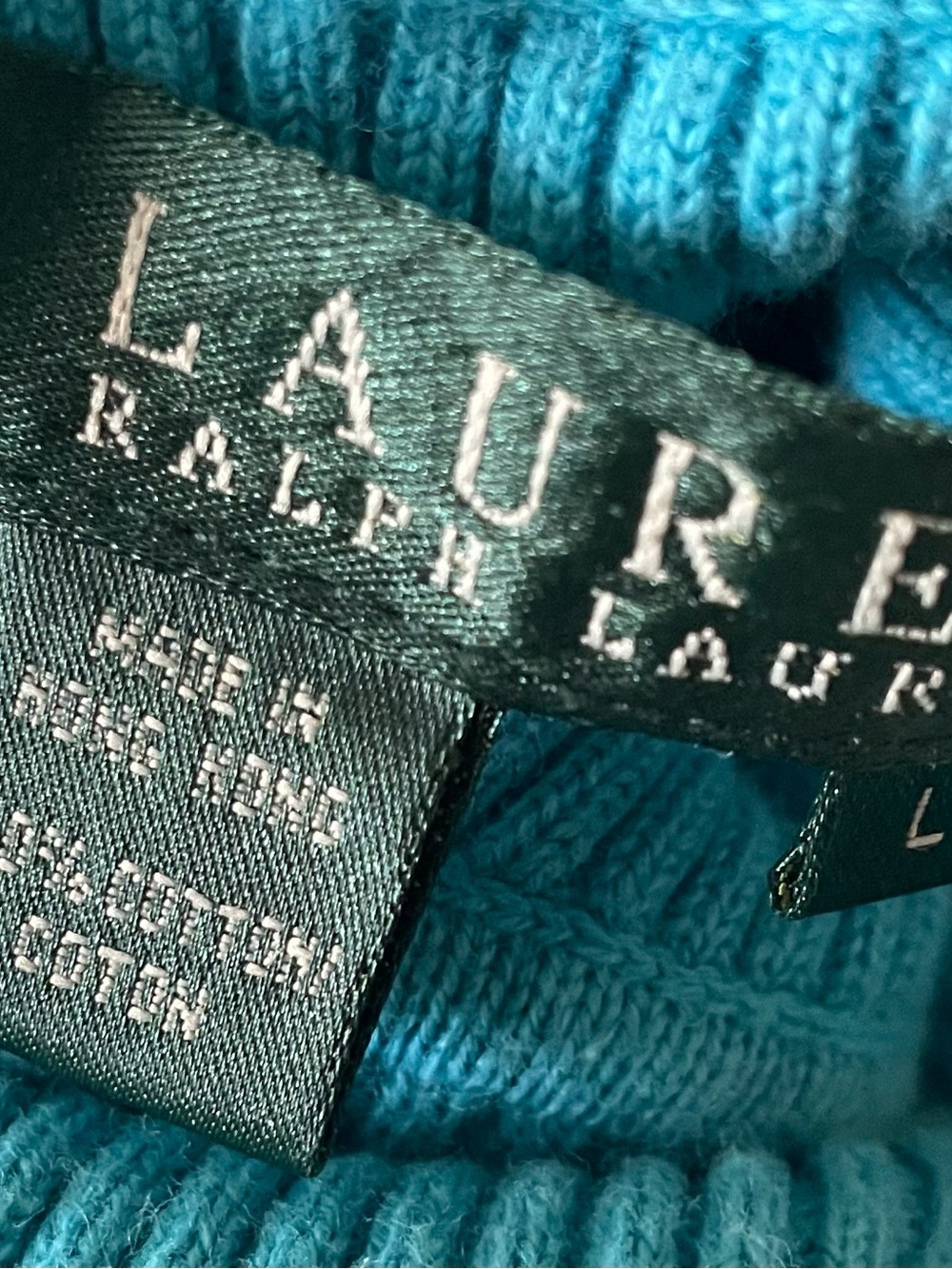 Ralph Lauren Turquoise Ribbed Turtleneck Sweater - Picture 3 of 3